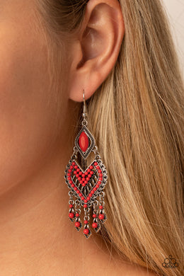 Dearly Debonair - Red Earrings - Paparazzi Accessories