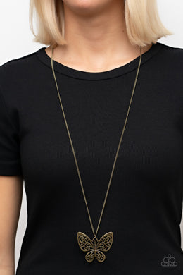 Butterfly Boutique - Brass Necklace - Paparazzi Accessories