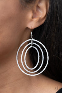 Colorfully Circulating - White Earrings - Paparazzi Accessories