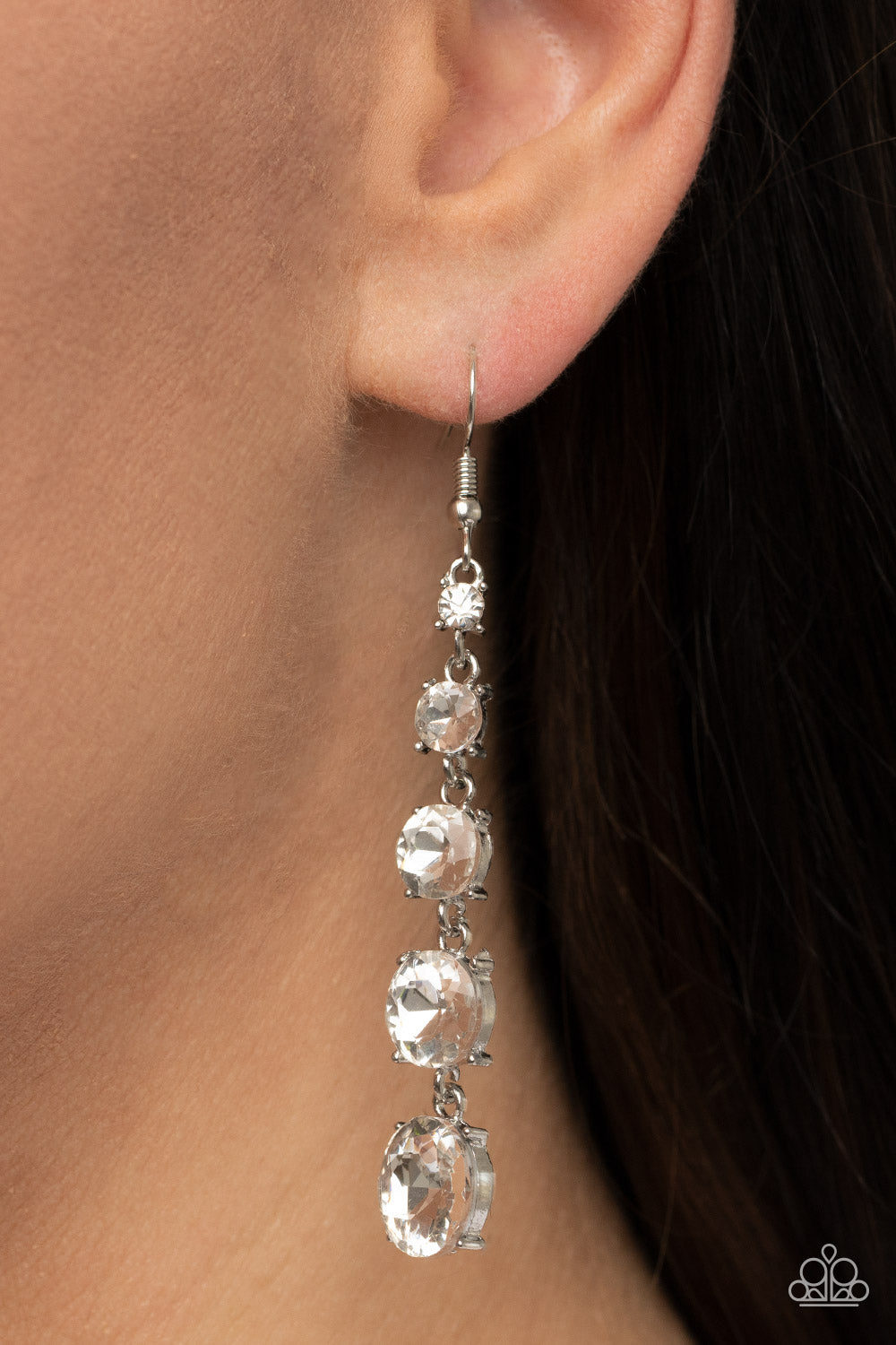 Red Carpet Charmer - White Earrings - Paparazzi Accessories