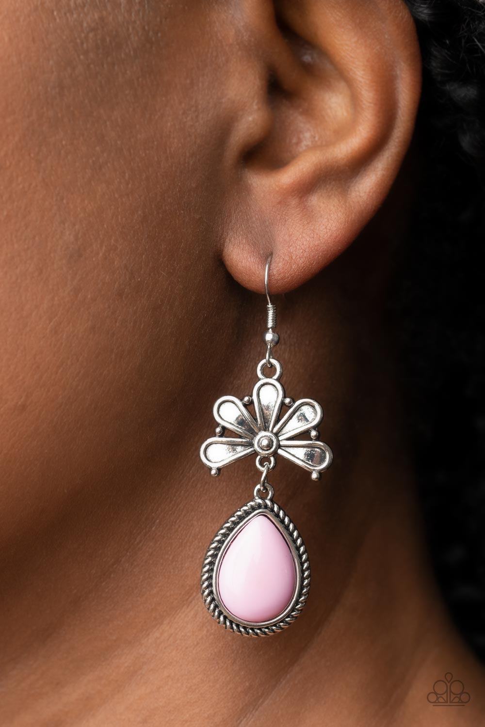 Brightly Blooming - Pink Earrings - Paparazzi Accessories