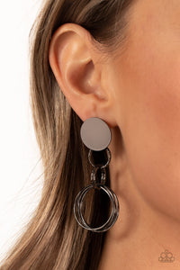 Industrialized Fashion - Black Post Earrings - Paparazzi Accessories