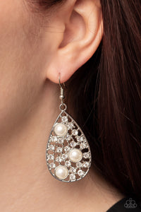 Bauble Burst - White Earrings - Paparazzi Accessories
