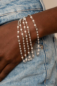 Experienced in Elegance - White Bracelet - Paparazzi Accessories
