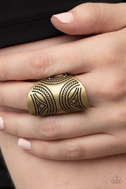 Pharaoh Party - Brass Ring - Paparazzi Accessories