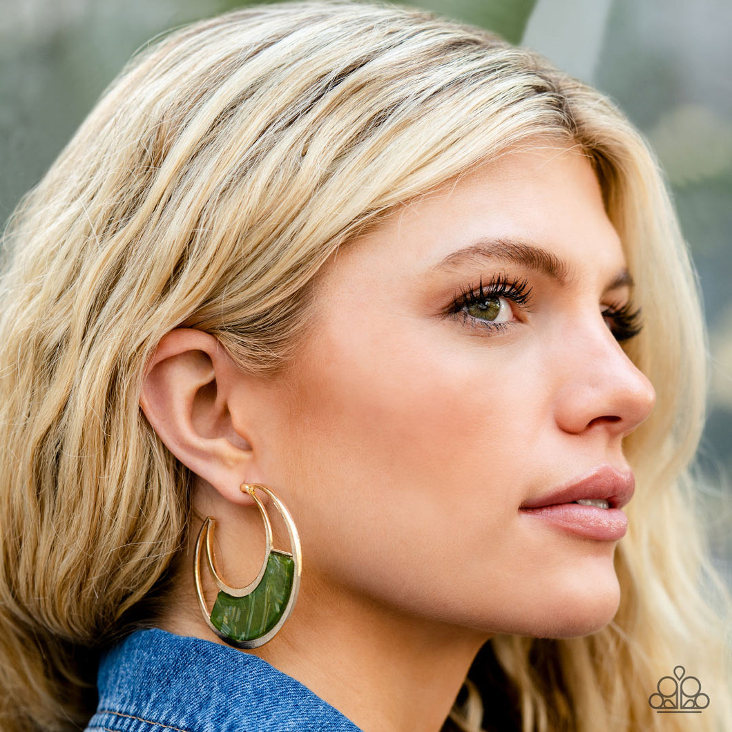 Contemporary Curves - Green Earrings - Paparazzi Accessories