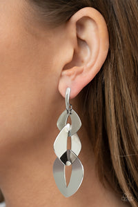 Enveloped in Edge - Silver Post Earrings - Paparazzi Accessories