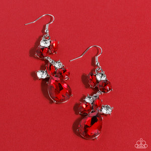 Rhinestone Reveler - Red Earrings - Paparazzi Accessories