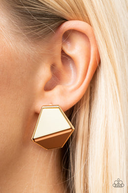 Generically Geometric - Brown Post Earrings - Paparazzi Accessories
