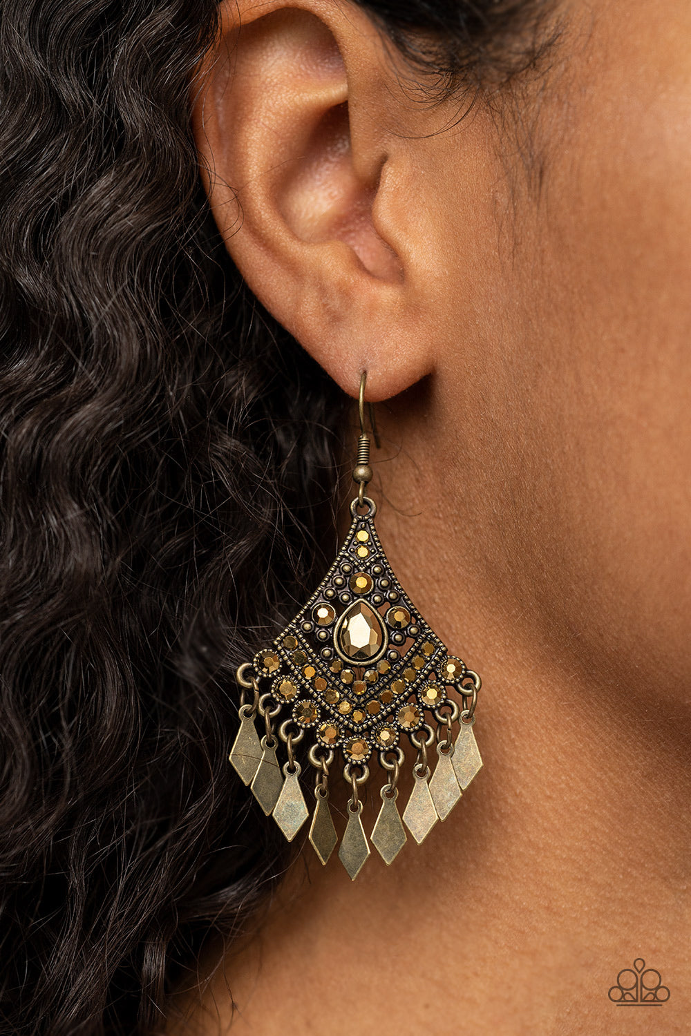 Indie Iridescence - Brass Earrings - Paparazzi Accessories