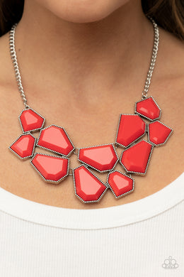 Double-DEFACED - Red Necklace - Paparazzi Accessories