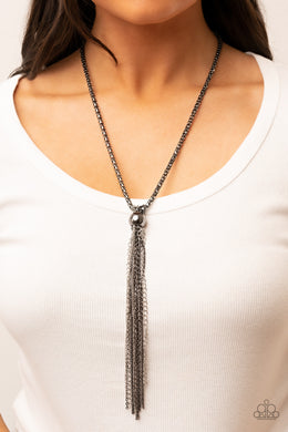 Metallic MESH-Up - Black Necklace - Paparazzi Accessories