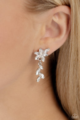 Goddess Grove - White Post Earrings - Paparazzi Accessories