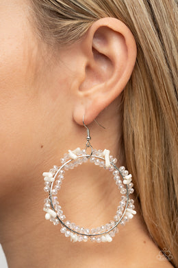 Ocean Surf - White Earrings - Paparazzi Accessories