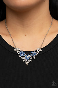 Floral Fashion Show - Blue Necklace - Paparazzi Accessories