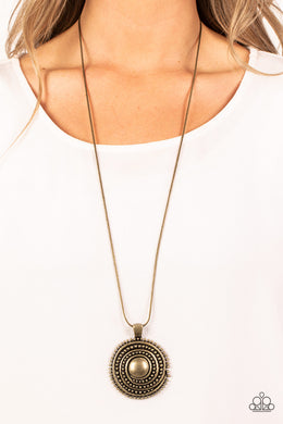 Solar Swirl - Brass Necklace - Paparazzi Accessories