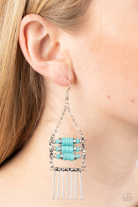 Tribal Tapestry - Blue Earrings - Paparazzi Accessories