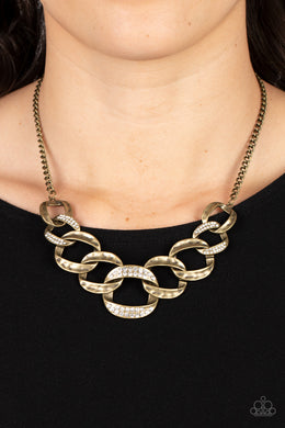 Bombshell Bling - Brass Necklace - Paparazzi Accessories