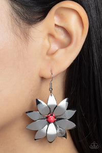 Pinwheel Prairies - Red Earrings - Paparazzi Accessories