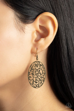 Secret Orchards - Brass Earrings - Paparazzi Accessories