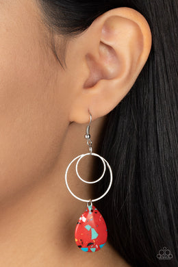 Terrazzo Tempo - Red Earrings - Paparazzi Accessories