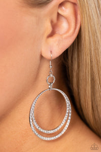 Spin Your HEELS - White Earrings - Paparazzi Accessories