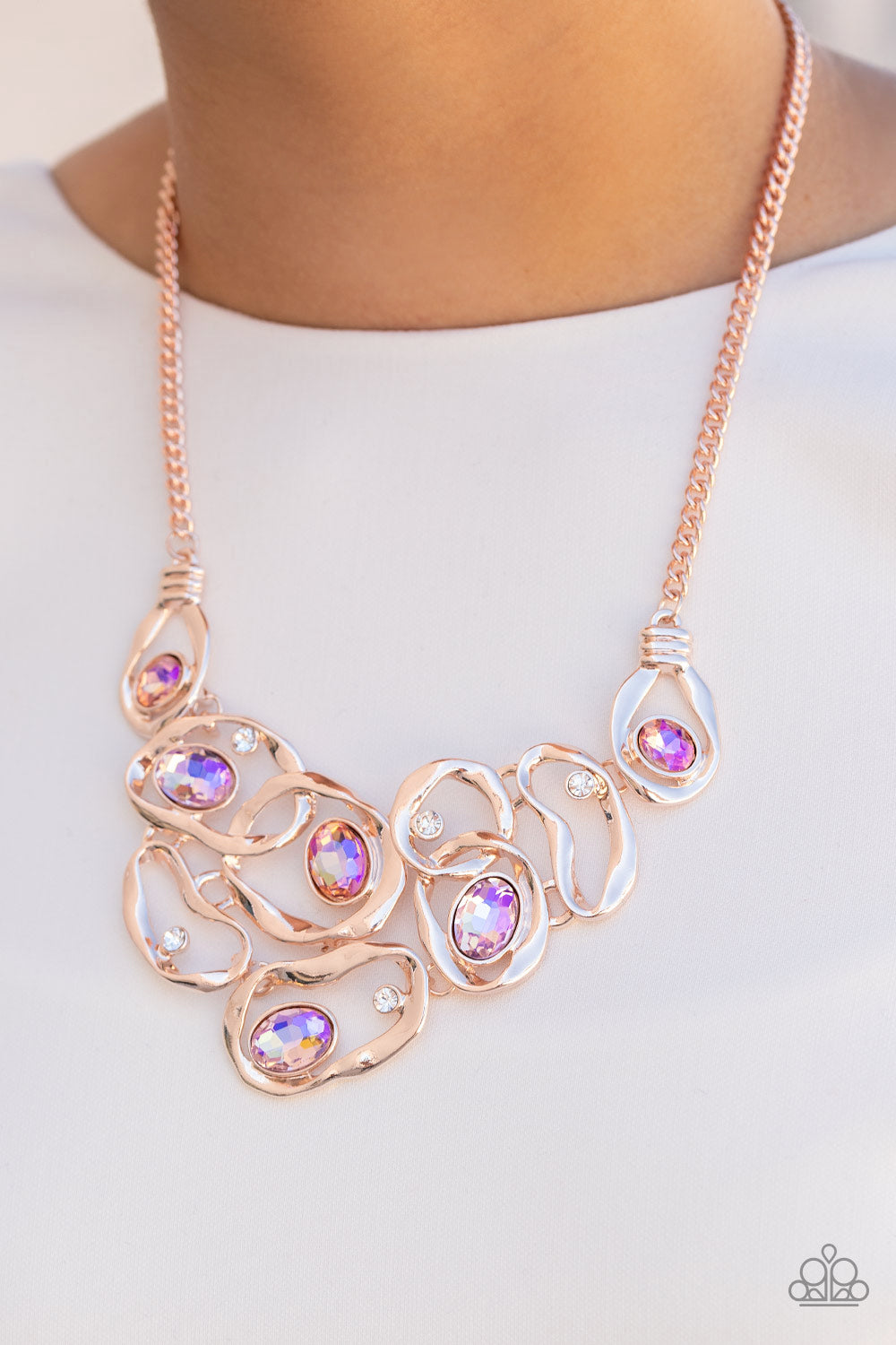Warp Speed - Rose Gold Necklace - Paparazzi Accessories
