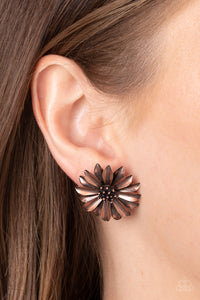Daisy Dilemma - Copper Post Earrings - Paparazzi Accessories