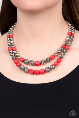 Country Road Trip - Red Necklace - Paparazzi Accessories