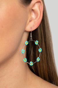 Dainty Daisies - Blue Earrings - Paparazzi Accessories