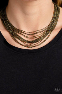 Cascading Chains - Brass Necklace - Paparazzi Accessories