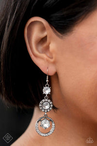 Enchanting Effulgence - White Earrings - Paparazzi Accessories