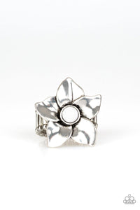 Ask For Flowers - White Ring - Paparazzi Accessories - Sassysblingandthings