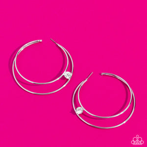 Theater HOOP - White Earrings - Paparazzi Accessories