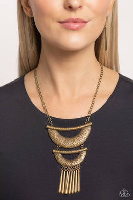 Fringe Festival - Brass Necklace - Paparazzi Accessories