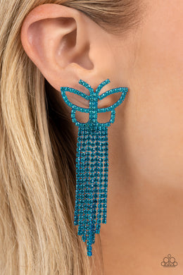 Billowing Butterflies - Blue Post Earrings - Paparazzi Accessories