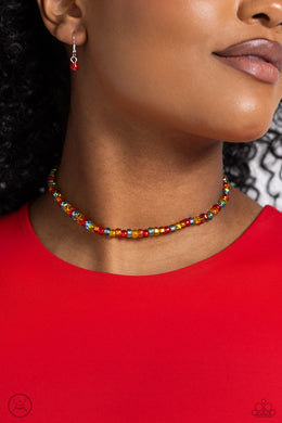 Colorfully GLASSY - Red Necklace - Paparazzi Accessories