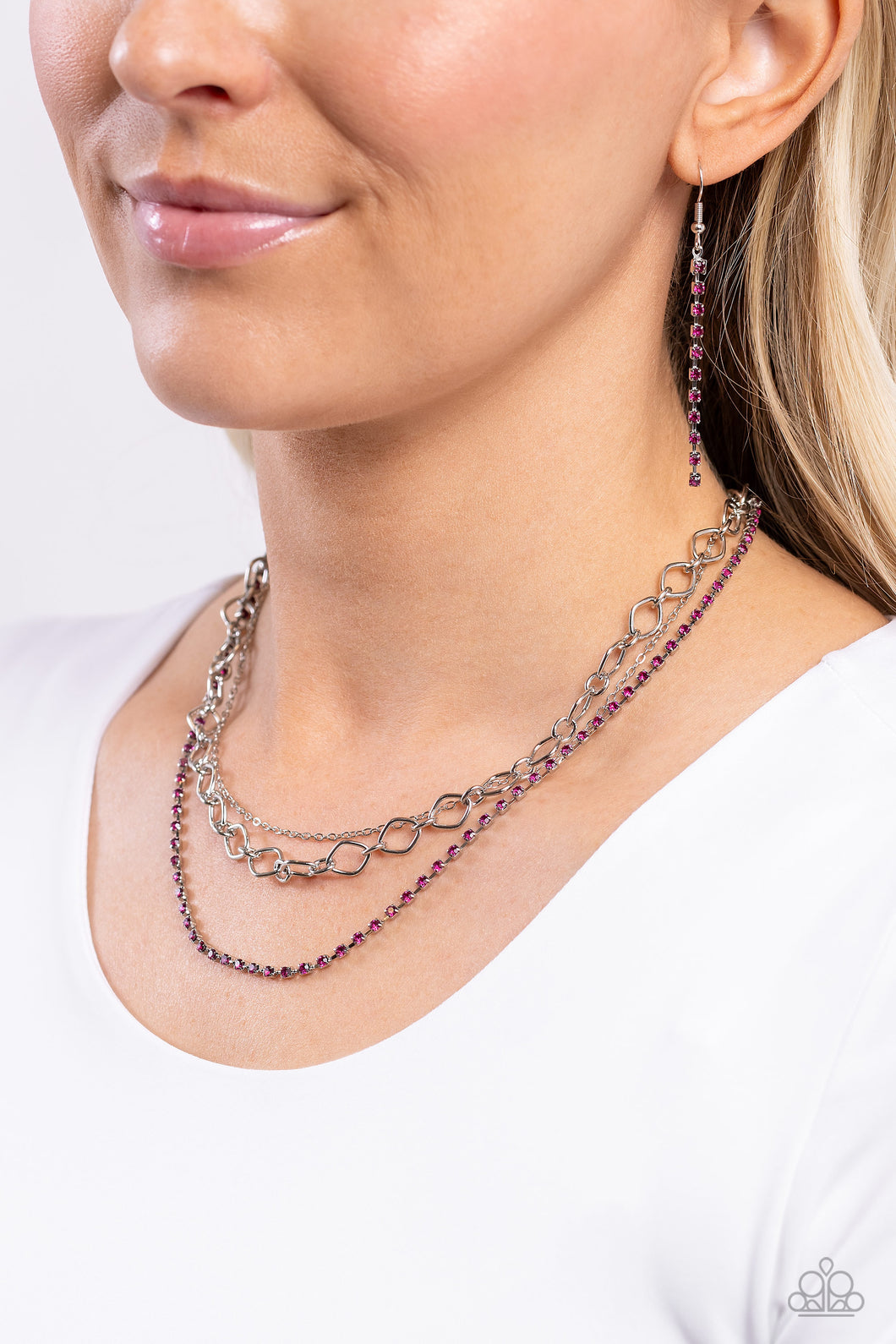 Tasteful Tiers - Pink Necklace - Paparazzi Accessories