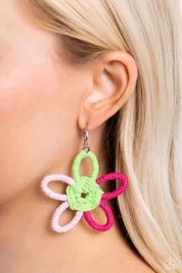 Spin a Yarn - Pink Earrings - Paparazzi Accessories