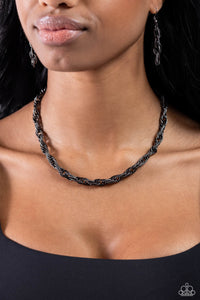 Braided Ballad - Black Necklace - Paparazzi Accessories