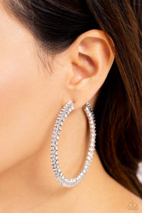 Scintillating Sass - White Earrings - Paparazzi Accessories