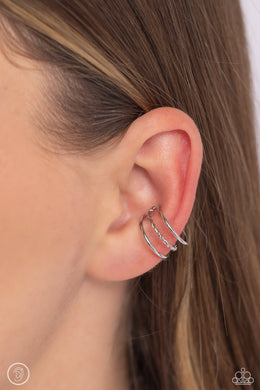 Textured Triumph - Silver Post Earrings - Paparazzi Accessories
