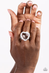 Hallmark Heart - White Ring - Paparazzi Accessories