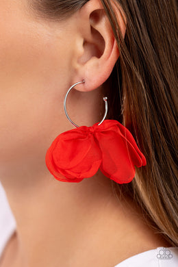 Chiffon Class - Red Earrings - Paparazzi Accessories