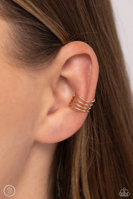 Linear Leader - Gold Post Earrings - Paparazzi Accessories