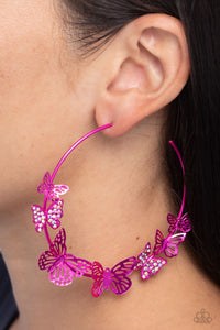 Shimmery Swarm - Pink Earrings - Paparazzi Accessories