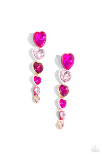 cascading-casanova-pink-post earrings-paparazzi-accessories
