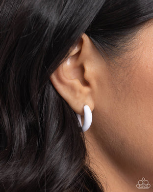 Pivoting Paint - White Earrings - Paparazzi Accessories
