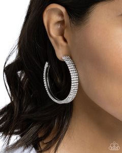 Stacked Symmetry - White Earrings - Paparazzi Accessories
