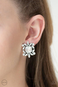 First-Rate Famous - White Clip-On Earrings - Paparazzi Accessories - Sassysblingandthings